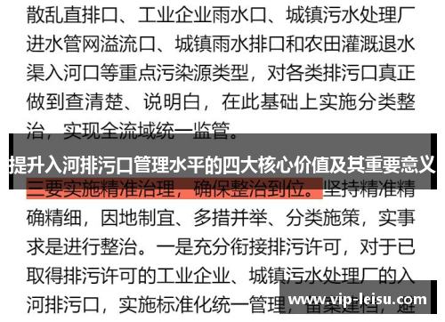 提升入河排污口管理水平的四大核心价值及其重要意义