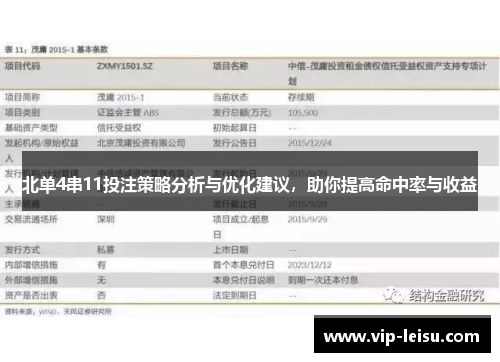 北单4串11投注策略分析与优化建议，助你提高命中率与收益